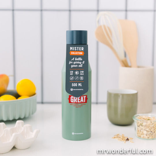 Mr. Wonderful You're Doing Great Μπουκάλι Θερμός Ανοξείδωτο 500ml Πράσινο
