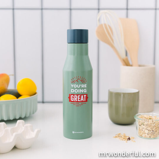 Mr. Wonderful You're Doing Great Μπουκάλι Θερμός Ανοξείδωτο 500ml Πράσινο