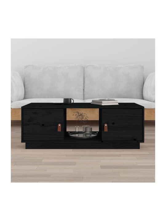 Rectangular Solid Wood Coffee Table Black L100xW50xH35cm 818269