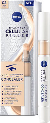 Nivea Cellular Filler Ενυδατική & Αντιγηραντική Κρέμα Ματιών με Χρώμα 02 Medium κατά των Μαύρων Κύκλων με Υαλουρονικό Οξύ 4ml