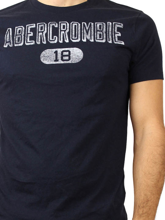 Abercrombie & Fitch T-shirt Bărbătesc cu Mânecă Scurtă Albastru marin