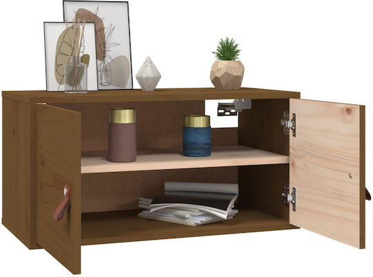 Hanging Living Room Cabinet Made of Solid Wood Brown Honey 60x30x30cm