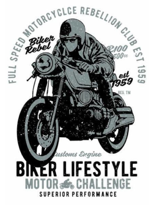 Takeposition Cool Λευκό Bikers Lifestyle Ανδρικό T-shirt Λευκό με Στάμπα