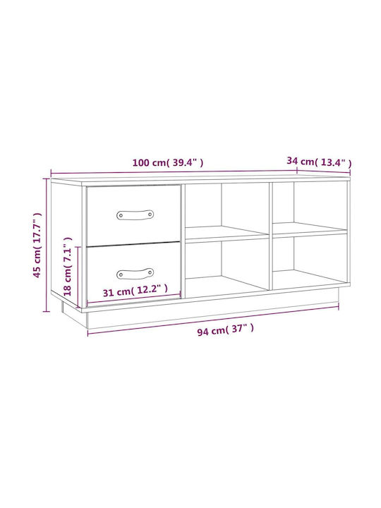 Παπουτσοθήκη από Μασίφ Ξύλο 100x34x45cm