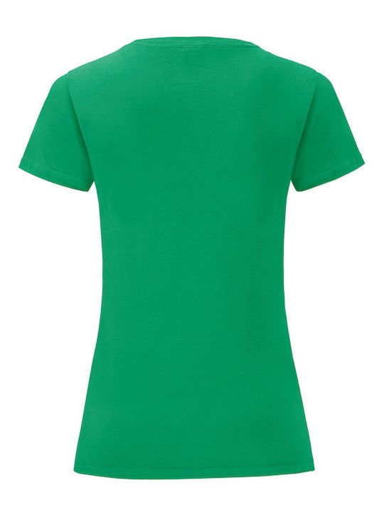 Fruit of the Loom Iconic 150 Femeiesc Tricou Promotional Mânecă Scurtă Verde Kelly