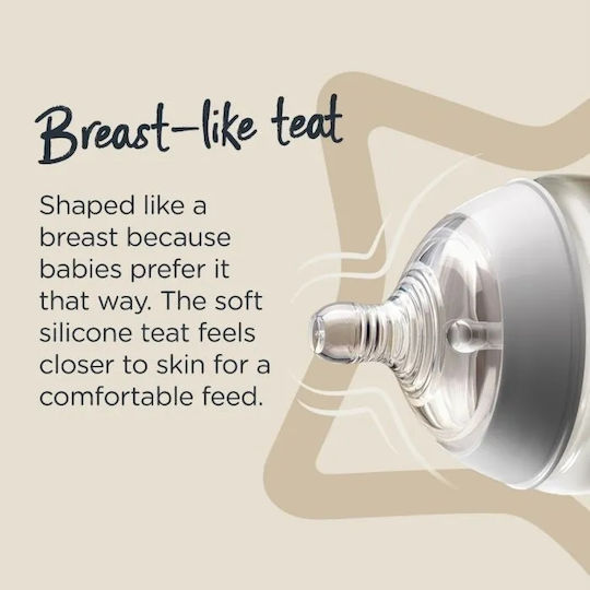 Tommee Tippee Set Plastic Baby Bottles Closer To Nature Anti-Colic with Silicone Teat for 0+ Months Transparent Pip the Panda 260ml 2 Pieces