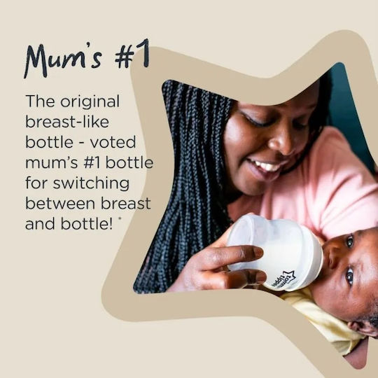 Tommee Tippee Set Plastic Baby Bottles Closer To Nature Anti-Colic with Silicone Teat for 0+ Months Pink Be Kind - Pink / Purple 260ml 2 Pieces