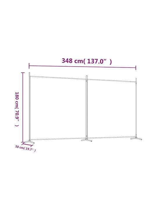 vidaXL Decorativ Paravan Tesatura cu 2 Panouri 348x180cm
