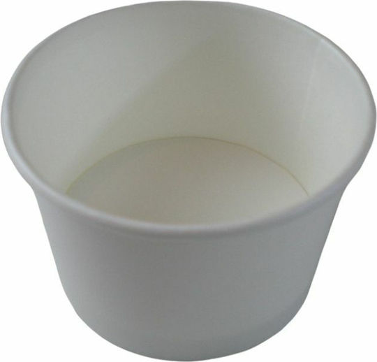 Set de boluri rotunde albe din hârtie cu capac transparent din plastic 350ml 50 bucăți