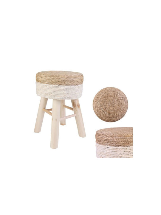 Stool For Living Room Wooden Beige 30x30x43cm