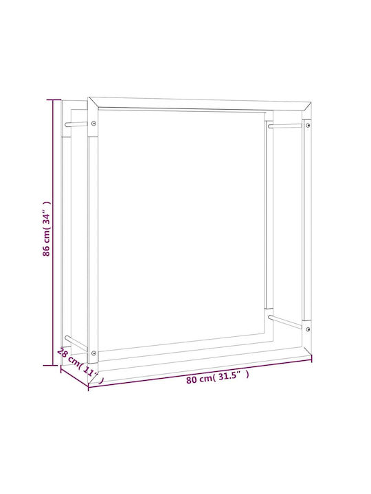 vidaXL Μεταλλικό Ράφι Αποθήκευσης Ξύλων 80x28x86cm Μαύρο