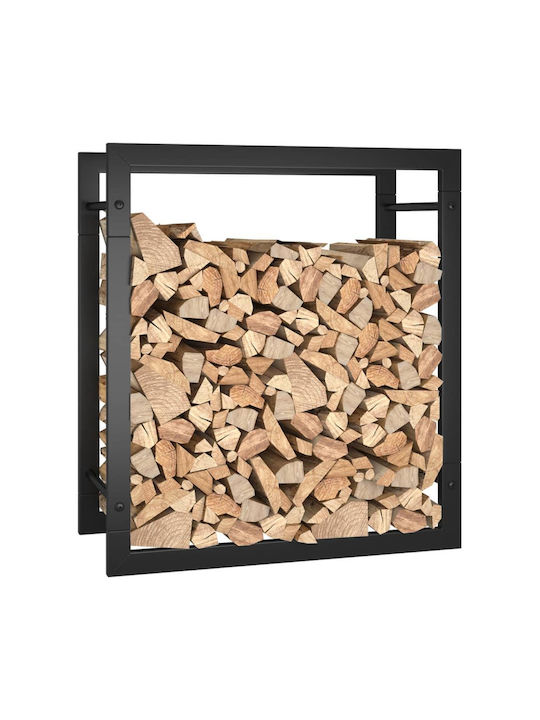 vidaXL Metallic Firewood Shelf 50x28x56cm Black
