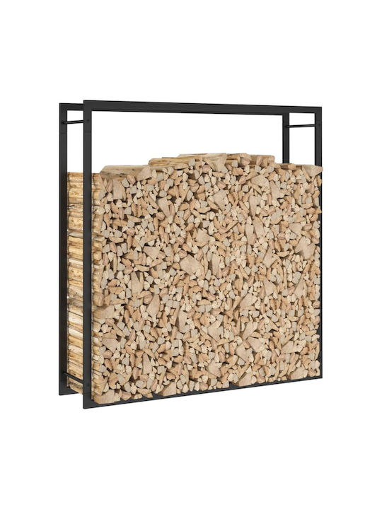vidaXL Μεταλλικό Ράφι Αποθήκευσης Ξύλων 110x28x116cm Μαύρο