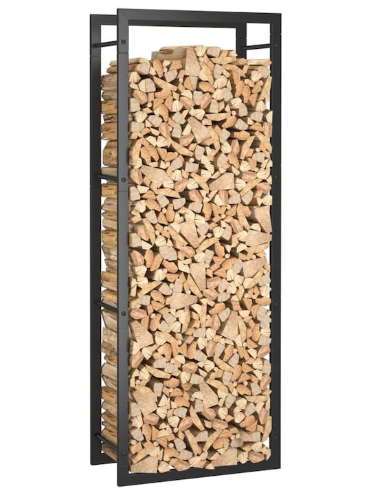vidaXL Metallic Firewood Box 50x28x132cm Black