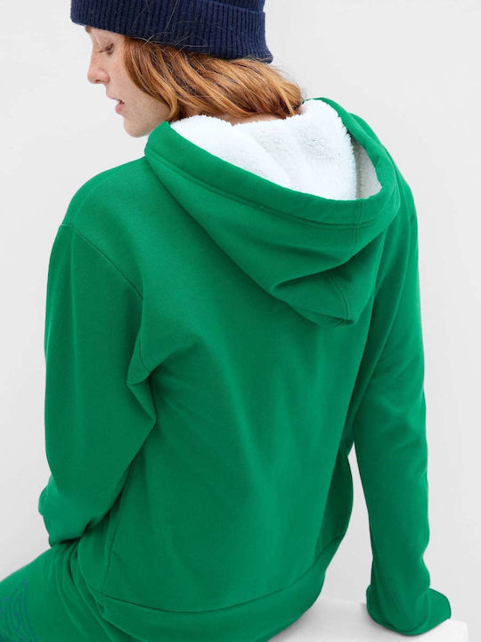 GAP Women's Long Hooded Sherpa Sweatshirt Green