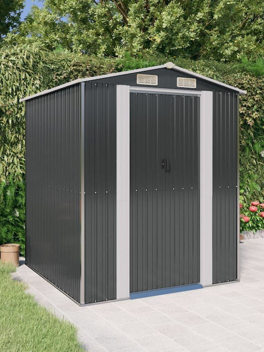 Metallic Galvanized Garden Warehouse with Double-Leaf Door & Air Vent Ανθρακί L1.92xW1.91xH2.23cm