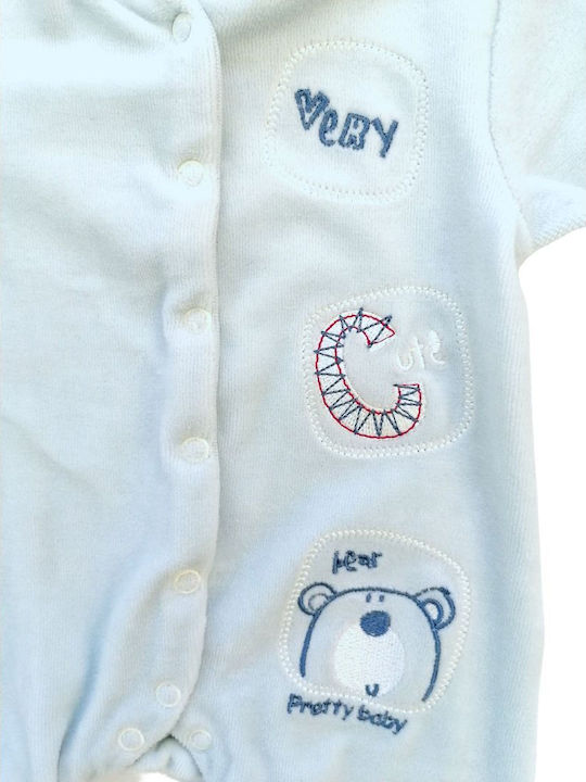 Pretty Baby Baby Bodysuit Set Long-Sleeved Velvet Light Blue