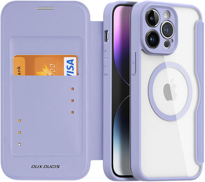 Dux Ducis Skin X Pro Carte Piele artificială Violet (iPhone 14 Pro Max)