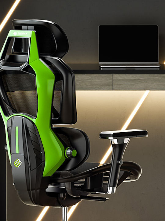 Eureka Ergonomic Typhon Artificial Leather Gaming Chair with Adjustable Arms Green
