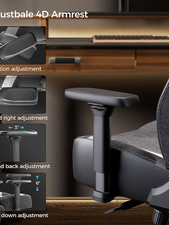 Eureka Ergonomic Python II GC-08 Υφασμάτινη Καρέκλα Gaming με Ρυθμιζόμενα Μπράτσα Μπλε