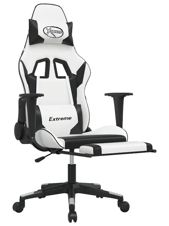 vidaXL 3143709 Геймърски стол Бяло/черно