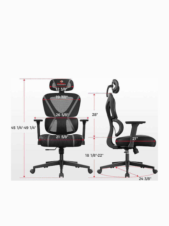 Eureka Ergonomic Norn Fabric Gaming Chair with Adjustable Arms Gray