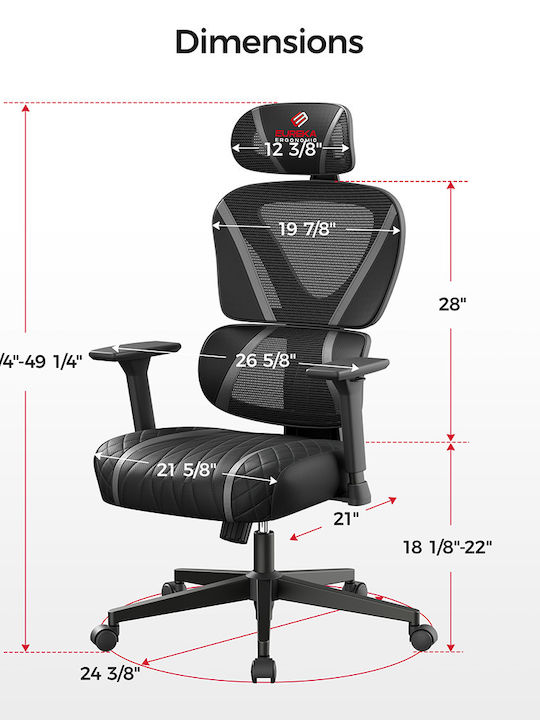 Eureka Ergonomic Norn Fabric Gaming Chair with Adjustable Arms Gray