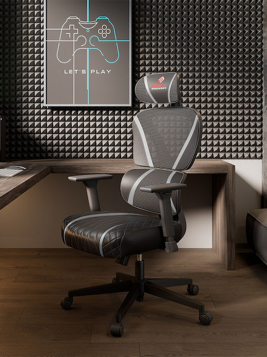 Eureka Ergonomic Norn Fabric Gaming Chair with Adjustable Arms Gray