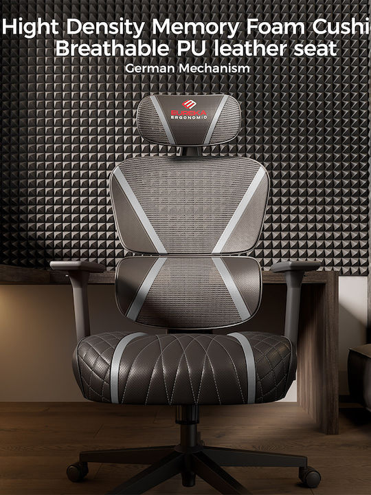 Eureka Ergonomic Norn Fabric Gaming Chair with Adjustable Arms Gray