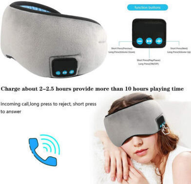 HR-01 Μάσκα Ύπνου Πολυεστερική με Bluetooth Ακουστικά Γκρι