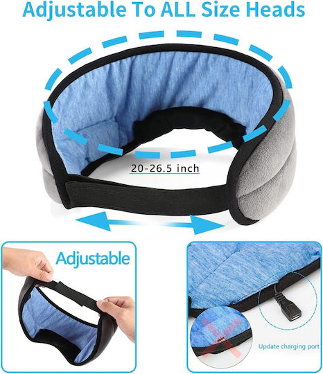 HR-01 Μάσκα Ύπνου Πολυεστερική με Bluetooth Ακουστικά Γκρι