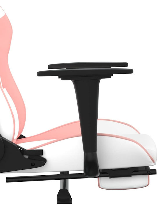 vidaXL 3143662 Gaming Chair with Footrest White / Pink