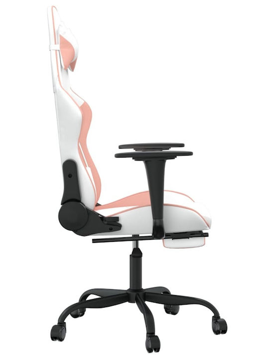 vidaXL 3143662 Gaming Chair with Footrest White / Pink
