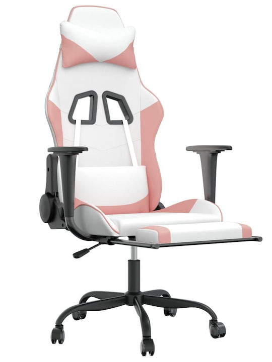vidaXL 3143662 Gaming Chair with Footrest White / Pink