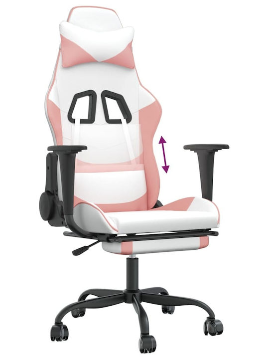 vidaXL 3143662 Gaming Chair with Footrest White / Pink
