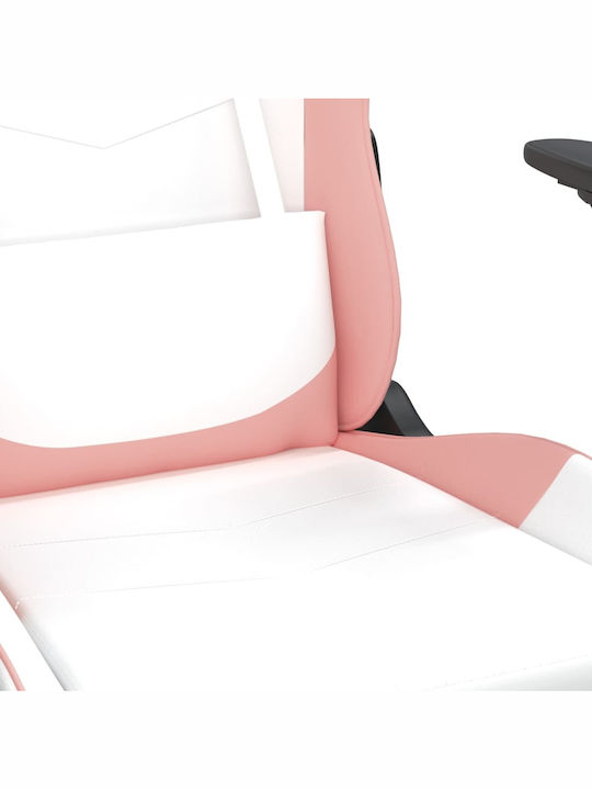 vidaXL 3143662 Gaming Chair with Footrest White / Pink