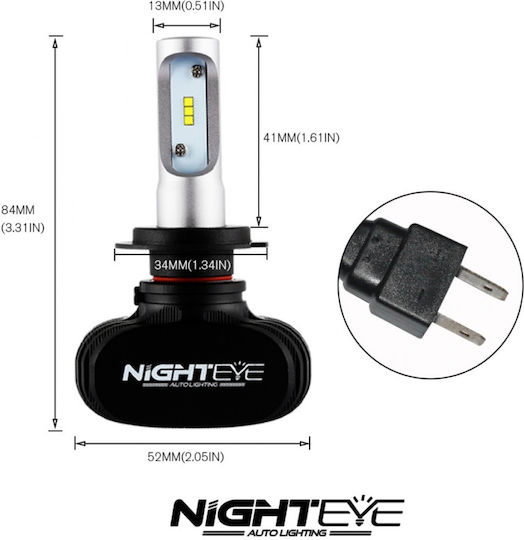 Nighteye Lamps Car H7 LED 6500K Cold White 12-24V 50W 2pcs