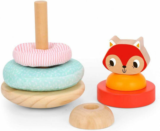 Tooky Toys Stacking Toy Fox Tower made of Wood for 12++ Months