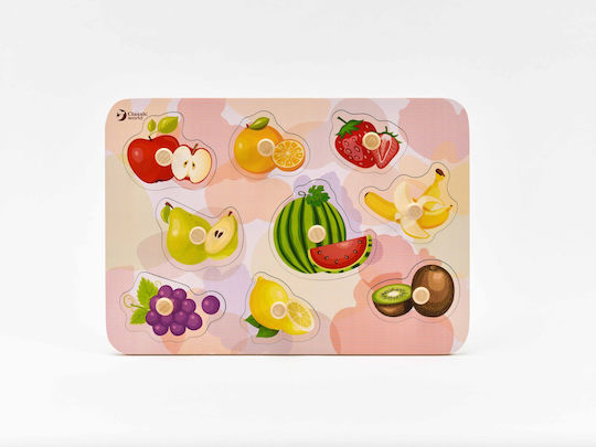 Wooden Kids Peg Puzzle Fruit Puzzle 9pcs Classic World