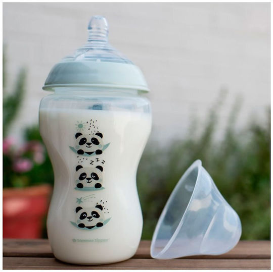 Tommee Tippee Plastic Baby Bottle Set Closer to Nature Anti-Colic with Silicone Nipple for 3+ months Transparent Pip the Panda 340ml 2pcs