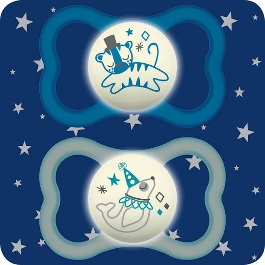 Mam Air Night Orthodontic Pacifiers Silicone Night Blue for 6-16 months 2pcs