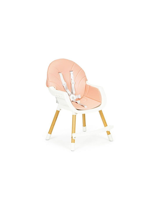 Ecotoys Scaun Înalt De Masă Bebe 2 În 1 Cu Înălțime Reglabilă Roz
