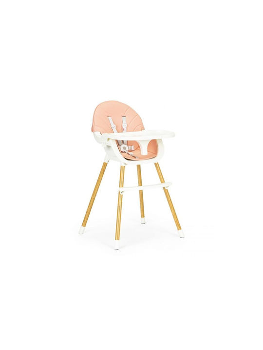 Ecotoys Scaun Înalt De Masă Bebe 2 În 1 Cu Înălțime Reglabilă Roz