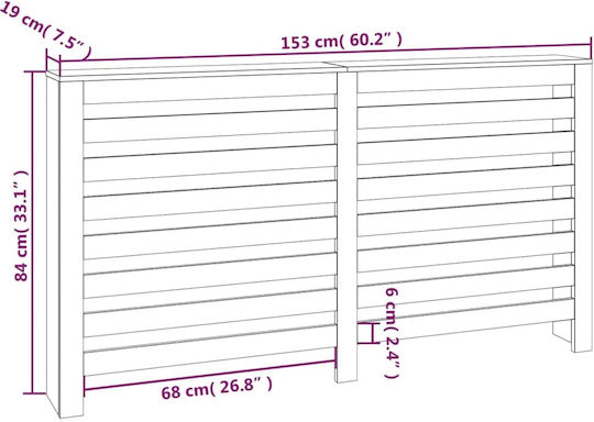 vidaXL Heizkörperabdeckung aus Massives Holz Weiß 153x19x84cm
