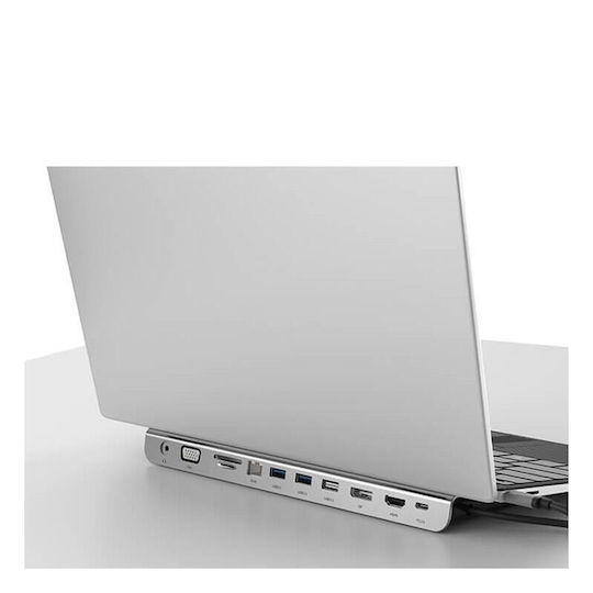 Andowl Q-HU990 USB-C Докинг станция с HDMI 4K PD Ethernet Сребрист