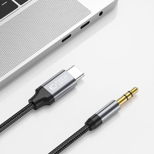 Tech-Protect Ultraboost Braided USB 2.0 Cable USB-C male - 3.5mm Μαύρο 1m