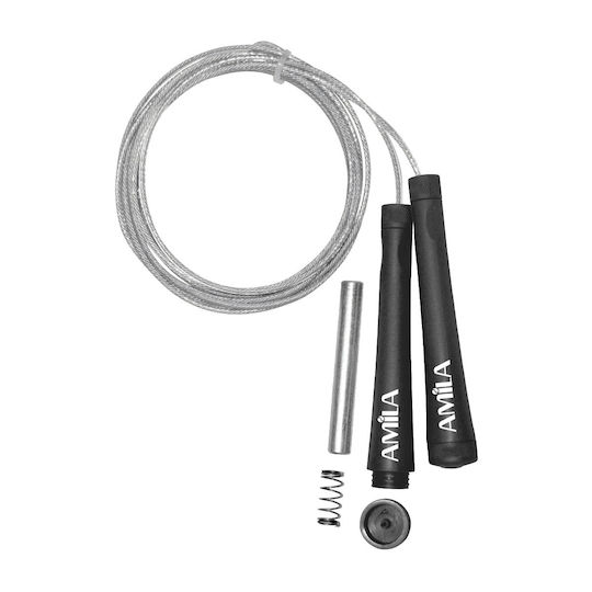 AMILA Wire Adjustable Jump Rope with Ball Bearings Silver 3m