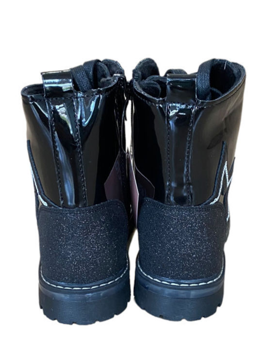 Kids Boots from Patent Leather with Zipper Black