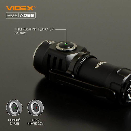 Videx Επαναφορτιζόμενος Φακός LED IP68 με Μέγιστη Φωτεινότητα 600lm VLF-A055
