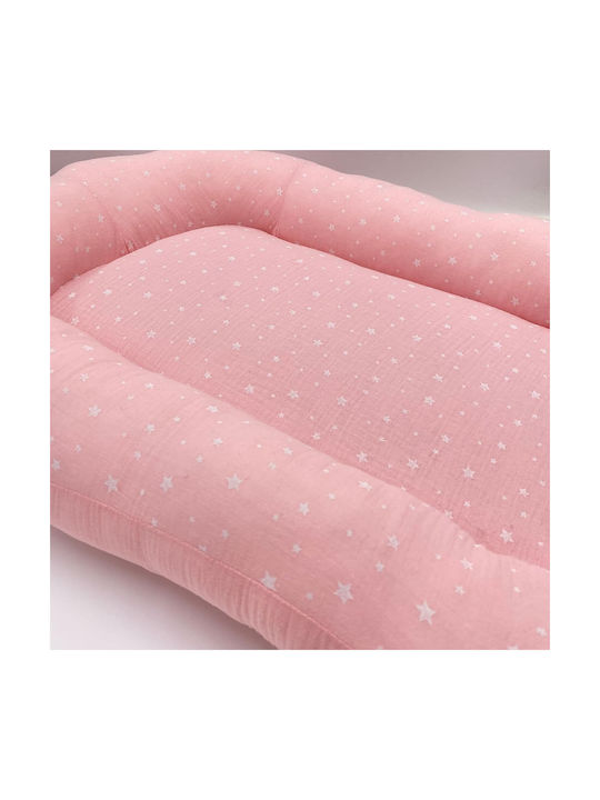Baby Oliver Βρεφικό Μαξιλάρι Φωλιά Muslin Pink 95x55εκ.